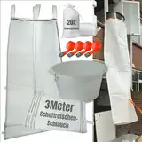 Schuttrutsche 3m | flexible 3 Meter Schlauch, hohe Stabilität, einfache Installation | Bauschuttrutsche inkl. Einfülltrichter, 20x Gewebesack und 4x Spanngurt optimales SET