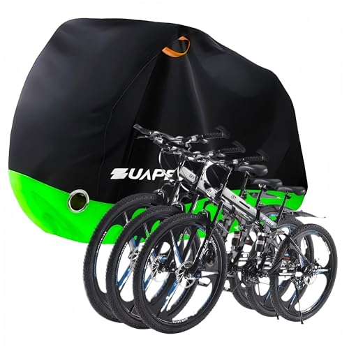 ZUAPEV Fahrradabdeckung für 2-3 Fahrräder Wasserdicht, Fahrradgarage Wetterfest Fahrrad Abdeckplane Polyester 210D Fahrradplane Regenschutz, Fahrrad Garage Outdoor Abdeckung Schutzhülle 208x112x110 cm