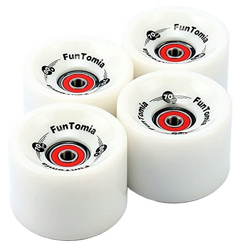 FunTomia 4 Stück Longboard/Skateboard Rollen (Big Wheels) in 70x51mm 80A inkl. Mach1 Kugellager