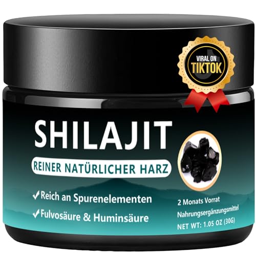 Premium Shilajit Harz, Reich an Fulvosäure und Spurenelementen, Natürliches Original Shilajit, 100% Gold Qualität, Rein Vegan und Ohne Zusatzstoffe, 30g