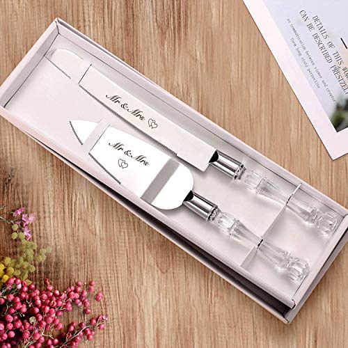 AW BRIDAL Kuchen Schneiden Set für Hochzeit-Herr und Frau Kuchen Cutter, Hochzeit Kuchen Messer und Server Set Personalisierte Jubiläum Valentinstag Geschenke