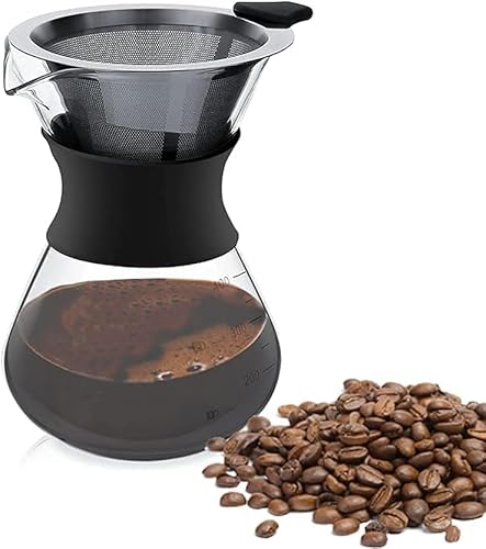 Pour Over Kaffeebereiter 400ml,Kaffeemaschine, Kaffeebrüher für Filterkaffee, Permanentfilter, Kaffeedrip-Brauer