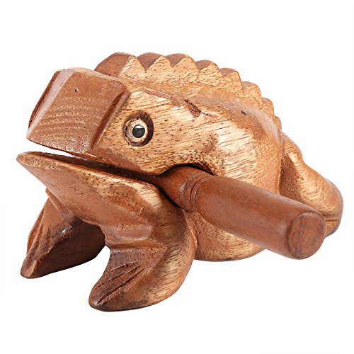 Holzfrosch, Feng Shui, Glücksfrosch, Holzfrosch, Guiro-Raspel, Musikinstrument, Klangblock, Heimbüro, Dekor (XXL: 14 cm)