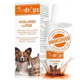 TIERDROPS Augentropfen für Hunde und Katzen – 0,15% quervernetztes Hyaluron und Liposome – Natürliche Augenpflege. Augentropfen ohne Konservierungsmittel gegen trockene, rote oder gereizte Augen
