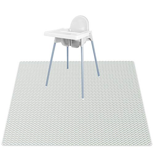 Vicloon Hochstuhl Bodenmatte, 135 x 135 cm Hochstuhl Spritzschutzmatte mit Wellenmuster, Waschbar, Faltbar, Wasserdicht, Spill Mat, Babyspielmatte für Kinder, Baby, Kleinkind Fütterung