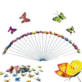 20 Stück Garten Schmetterling Spfähle, Bunte Schmetterlings Ornamente wasserdichte 3D PVC Schmetterling Spfähle Bunte Garten Schmetterlinge Libellen Patio Ornamente auf Stöcke für Pflanzendekoration