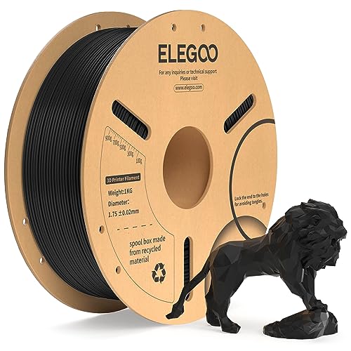 ELEGOO PLA+ Filament 1.75mm Schwarz 1KG, PLA Plus 3D Drucker Filament, Härter und Stärker 3D Druckmaterialien, Maßgenauigkeit +/-0,02mm, Kompatibel mit FDM-Drucker(1KG/Spool, 2.2lbs)