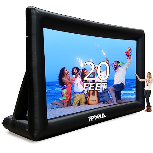 PPXIA Aufblasbare Beamer Leinwand Mega Projektion Leinwand mit Stand und Gebläse, Vorder-und Rückprojektion Indoor Outdoor Projector Screen Tragbare Blow Up Filmleinwand 16: 9 für Heimkino (20FT)