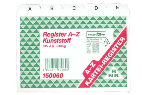 RNK-Vordruckverlag 150060 - Registerkarten A6 A-Z Plastik weiss