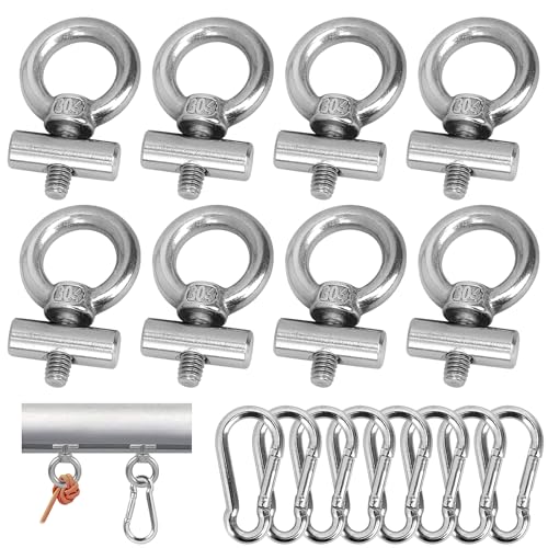 Homgaty Kederleiste Haken, 8 Set 6 mm Edelstahl Markisenhaken Kederstopper mit Karabiner, Markisen Haken Kederschiene Zubehör für Caravan, Wohnmobil, Wohnwagen, Campervan, Boot, Camping Zelt