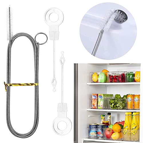 Reinigungsbürste Set mit 1 Stück 150cm Kühlschrank Reinigungsbürste, 2 Stück Kolben, Flexible Nylon Pfeifenreiniger Bürste, Bürste Schlauchbürste, Reinigungswerkzeug für Kühlschrank, Abflusslöchern