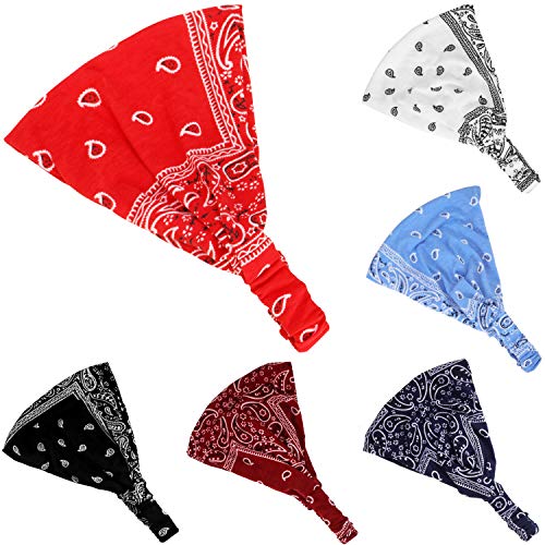 WILLBOND 6 Stücke Paisley Bandana Stirnband für Frauen mit Elastischem Yoga Stirnband Einstellbare Turban Headwrap