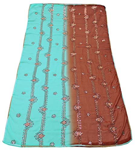 Peegli Vintage Blue Dupatta Frauen Georgette Recycelter Stoff Indische Florale DIY Craft Schals