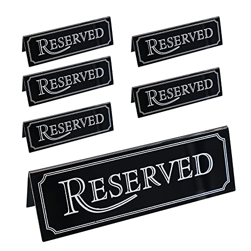 6 Stück Reserviert Tischschild, Schwarz Acryl Reserviert Tischaufsteller, 15 x 5 cm Gastreservierung Info Schild Reserviertaufsteller für Bistro, Gastronomie, Restaurant