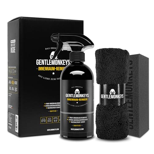 GENTLEMONKEYS Profi Innenraumreiniger Set Auto (500ml + Mikrofasertuch & Schwamm) • Porentiefe Reinigung Aller im Fahrzeug verbauten Materialien • Universell einsetzbar • Biologisch abbaubar