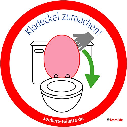 immi 4x Klodeckel runter, Saubere Toilette/WC Aufkl., Hygiene Aufkleber, 95mmØ