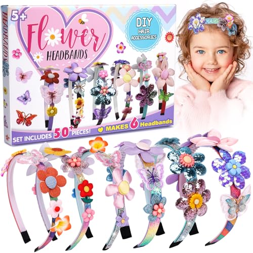 CITSKY Geschenk Mädchen 5 Jahre - Bastelset Mädchen 5-12 Jahre | Mode Mädchen Haar-Accessoires-Making Kit | Damit Mädchen ihre eigenen einzigartigen DIY die Blüten Haaraccessoires herstellen können