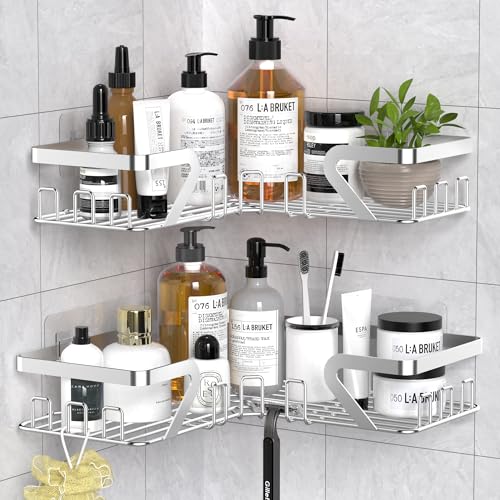 Kegii Duschablage ohne Bohren, Duschregal Ecke, Shampoo Halterung für Dusche