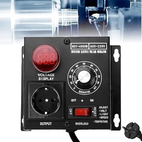 SCR Spannungsregler, Elektrischer Spannungsregler AC 230V 4000W Leistungsregler Einstellbarer Motordrehzahlregler Temperatur control Motor Drehzahlregler Dimmer Licht Lüftersteuerung EU-Stecker