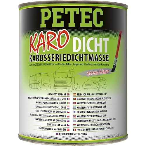 PETEC Karo-Dicht Karosseriedichtmasse grau 1000 g Dose, Karosserie Dichtmasse überlackierbar, streichbar, Pinseldose 94130