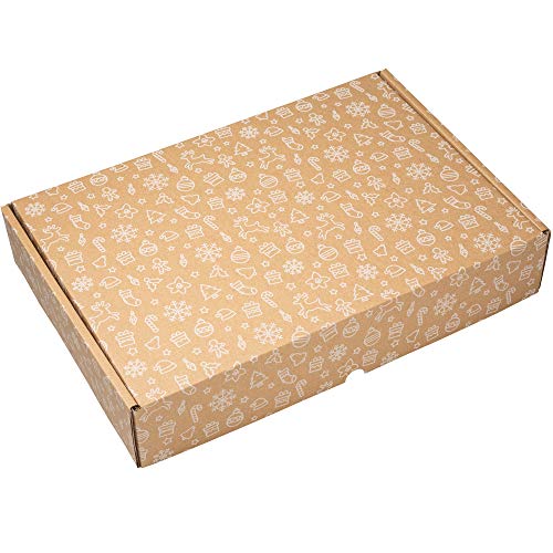 packer PRO Packung mit 25 Versandkartons aus Kraftpapier, für Ecommerce und Postkarten, Weihnachten, groß, 40 x 30 x 8 cm