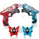 OKKIDY Infrarot Lasertag Set 2 Active Infrarot - Pistole mit Westen 2 Spieler LaserTag-Blaster ür Kinder und Erwachsene Kinder-Spielzeug Innenraum im Freien Garten Aktivität-2 Pcs