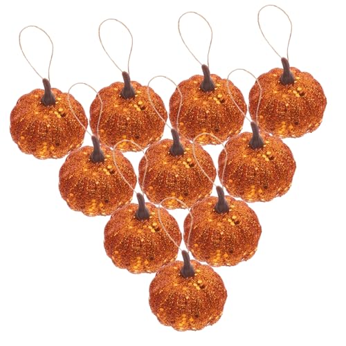 Cabilock 10St Schaumkürbis Halloween-Kürbis-Glitzer Mini-Kürbis-Dekor hängende Kürbisse Halloween Pumpkin halloweenkürbis halloweendeko Herbstdeko für den Tisch gefälschter Kürbis Orange