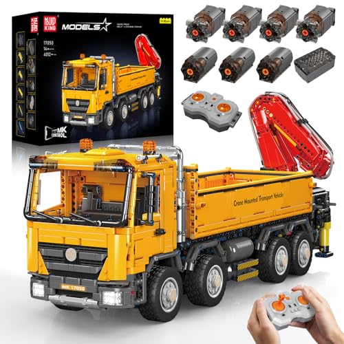 Mould King 17050 Technik Selbst Kran LKW Modell, 4012 Teile MOC Truck Ferngesteuert Klemmbausteine Bausatz Pneumatisches Gerät, Pneumatischer Kranwagen Bausteine für Kinder ab 14 Jahren/Erwachsene