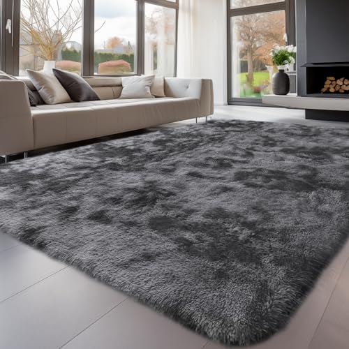 Sour Lemon Hochflor Teppich Grau Teppich Wohnzimmer 240x300 Waschbar Anti-Rutsch Extra Große Teppiche Schlafzimmer Flauschige Moderne Teppiche Matte Teppichen für Schlafzimmer Kinderzimmer