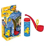 PUSTEFIX Puste-Pipe I 70 ml Seifenblasenwasser I Bunte Bubbles Made in Germany I Seifenblasen Spielzeug für Kindergeburtstag, Polterabend, Sommerparty & Hochzeit I Pfeife für Kinder & Erwachsene