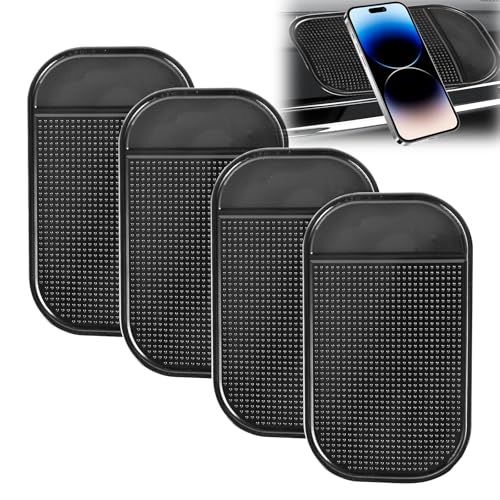 4 Stück Auto Armaturenbrett Anti Rutsch Matten, Auto Armaturenbrett Klebematte,Waschbare Zwei Seiten Anti Rutsch Pads Auto für Handys, Schlüssel, Sonnenbrille (142 x 83 mm, Schwarz)