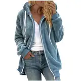 Damen Fleecejacke Warme Bequem, Winterjacke Stylisch Funktional, Winter Warm Lose Plüsch Zip Hooded Jacke, Plüschjacke Elegant Schick, Sale Angebote Teddyjacke Lässig Tolle Steppjacke