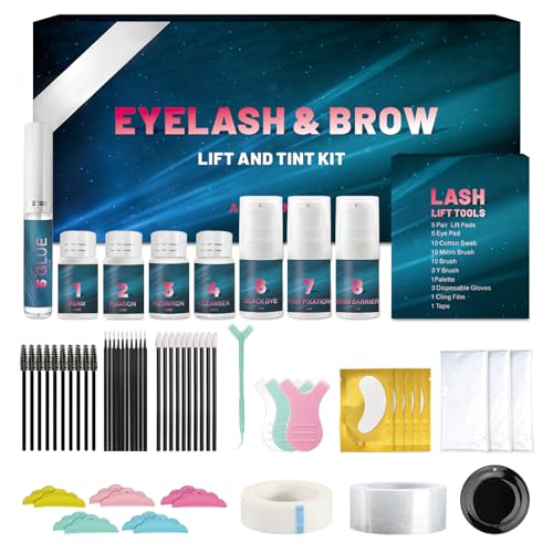 NAOLVE Wimpernlifting Set mit Farbe Schwarz, Lash Lifting Set, Augenbrauen Lifting Set, Lash Brow Lifting Set,Wimpern Lifting Perming Set,Wimpernwelle Set,Augenbrauen Laminierung Set,für Zuhause,Salon