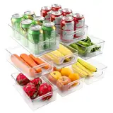 Pavlleen Kühlschrank Organizer 8 Set, Stapelbare Fridge Organizer Box, Speisekammer Vorratsbehälter Mit Griff, BPA-frei Küchen Organizer, Transparent Container for Fridge, Kitchens, Cabinets(4 Größen)