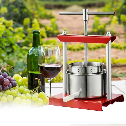 DRUXTO Fruchthonigpresse mit Filterbeutel, 5,5 L Edelstahl, Manueller Saftbereiter, Polierfässer, Apfelsaft, Gemüse, Honigpresse mit T-Griff für Draußen, Küche Und Zuhause