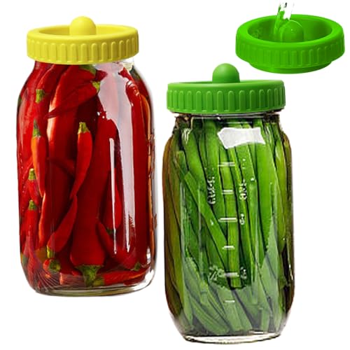 XJKLBYQ 2pcs Fermentation Jar, 32 Unzen und Leckdosen mit Weitmasse mit Deckel, 3,7x7.3 tragbare Kimchi -Behälter mit klar