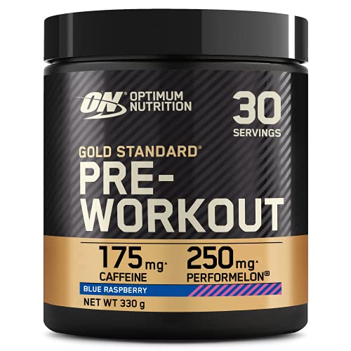 Optimum Nutrition Gold Standard Pre Workout Powder, Nahrungsergänzungsmittel mit Kreatin Monohydrat, Beta Alanin, Koffein und Vitamin B Komplex, Himbeer-Geschmack, 30 Portionen, 330 g