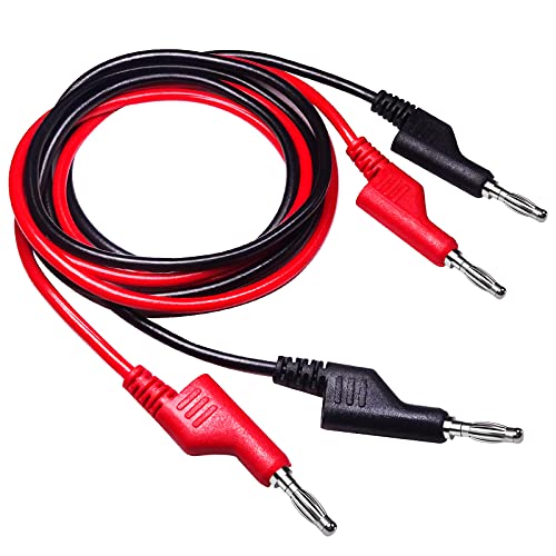 Cleqee 2 STÜCKE Multimeter Bananenstecker Messleitungen, 1M Stapelbare 4mm Bananen-auf-Bananenstecker Kabel, Weiches Elektrisches Prüfkabel 1m/3,3ft-Draht, 1000V 15A rot schwarz