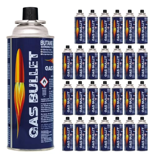 Gas Bullet ® Gaskartusche 227g passend für Gaskocher und Geräte mit Bajonett-Ventil Anschluss (MSF-1a) | Butan | Ideal für Camping/Outdoorküchen/Notfälle (56)