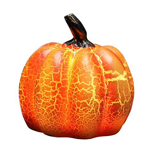 Veemoon Kürbislaterne kürbislicht pumpkin light Halloween dekorative Lichter Halloween-Dekorationszubehör Outdoor-Dekor beleuchtete Kürbisse Kürbis Lampe LED-Kürbislampe aus Harz rot