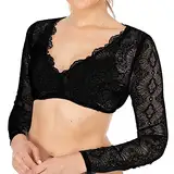 Corsagen Bügel Dessous Spitzenweste Damen Elegante Dirndlbluse Schwarze Dirndlbluse Spitzenbluse für Oktoberfest Dessous Sexy Body Damen Reizwäsche(Schwarz,4XL)