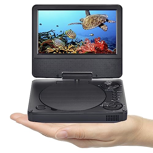 YOOHOO 9,5" Mini tragbarer DVD Player für Auto und Kinder mit Bildschirm 7,5" HD Bildschirm,mit akku， unterstützt alle Regionen, mehrere Regionen, Auto DVD Player für Kinder, Kopfhörer/SD/USB