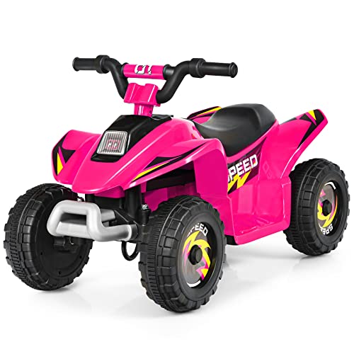 COSTWAY 6V Elektro Kinderquad 2,8-4,6 km/h, Mini Elektroquad, Kinderauto, Kindermotorrad, Kinder Quad, Elektroauto für Kinder ab 3 Jahren (Rosa)