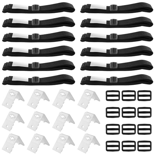 GOMETY 12 PCS Haltebänder Befestigungsbänder und Klammern, Pool Aufroller Aufrollvorrichtung Fahrbar Solarfolie, Zubehörteile für fahrbares Aufrollsystem für Pool-Planen/Abdeckungen