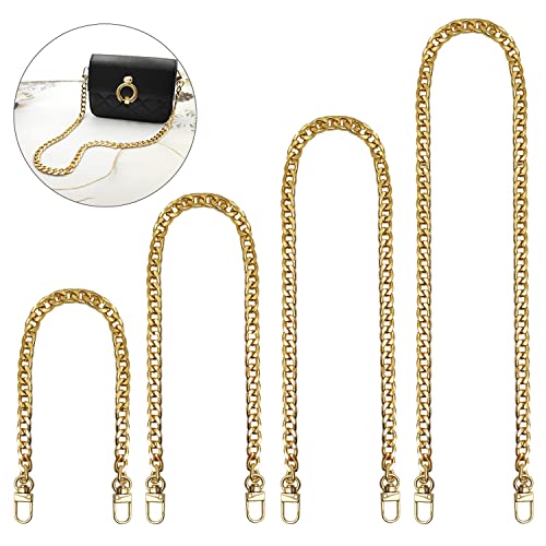 Taschenkette, 4 Stück Tasche Kette, Metall Kette Trageriemen Gold Kette für Tasche, Flacher Kettenriemen, Handtaschenkettenriemen, für Handtasche Geldbörse Clutch Abendtasche (Gold)