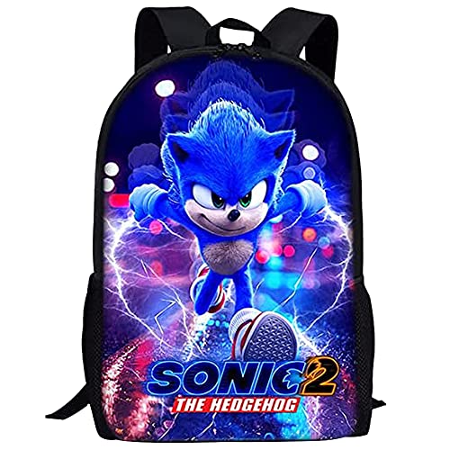 BESTZY Sonic Rucksäcke, Sonic Hedgehog Kinderrucksäcke Sonic Büchertasche 3D Hedgehog Cartoon Tasche Modeaccessoire Rucksack Anime Schultaschen Backpack für Kinder, Jungen, Mädchen, Teenager