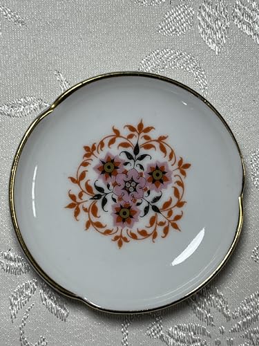 Kleine Teller, Durchmesser 7.5 cm mit Blumen & Goldrand 1910-1940, JL 1863 Porzellan