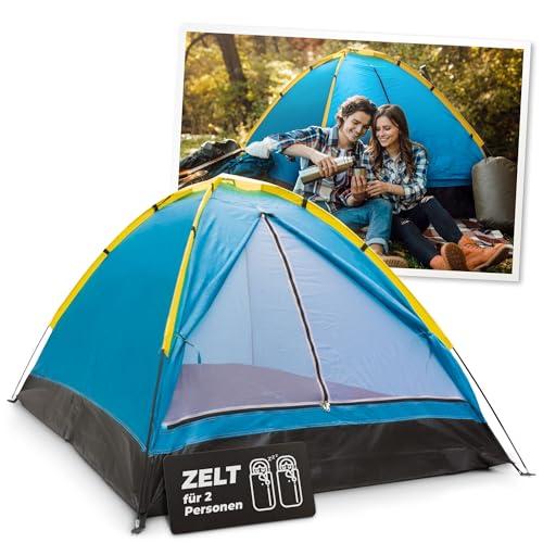 STREND PRO Campingzelt 2 Personen 205x150x100 cm – Wurfzelt, Kuppelzelt Wasserdicht, Camping Zelt Leicht für Festival, Garten, Outdoor