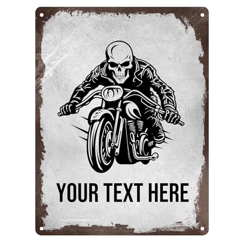 LINMQIU Individuelles Metallblechschild für Motorradliebhaber, personalisiertes Vintage-Schild mit Bikernamen für Garage, Motorradladen, Wanddekoration, Geschenke für Männer