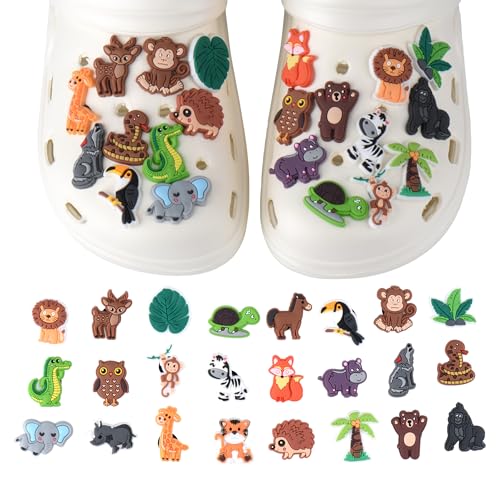 ZoeWei Schuh Charms, 24 Stück Tier Schuhe Ornamente DIY Schuh Aufstecker Abnehmbare Shoe Schmuck Schuhanstecker für Mädchen Frauen Jungen und Männer